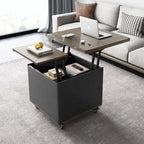 Modern Lift-Top Coffee Table with Storage - White-Black