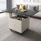 Modern Lift-Top Coffee Table with Storage - White-Black