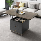 Modern Lift-Top Coffee Table with Storage - White-Black