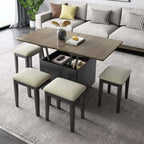 Modern Lift-Top Coffee Table with Storage - White-Black