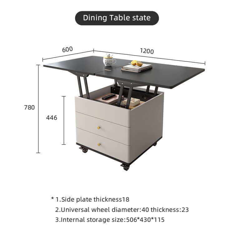 Modern Lift-Top Coffee Table with Storage - White-Black
