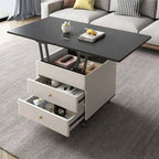 Modern Lift-Top Coffee Table with Storage - White-Black