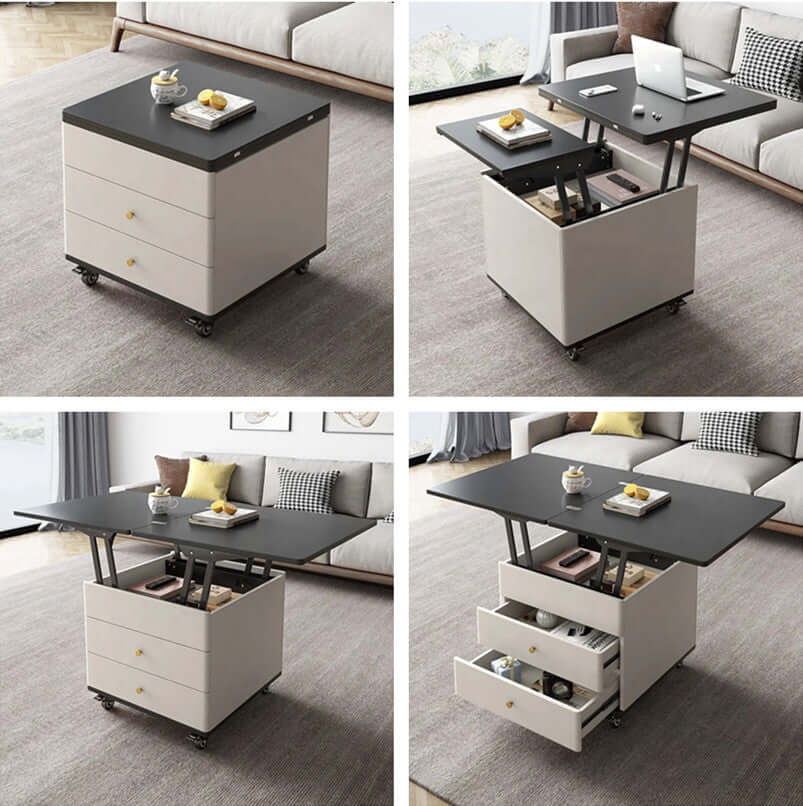Modern Lift-Top Coffee Table with Storage - White-Black Main Product Image Imagen principal del producto