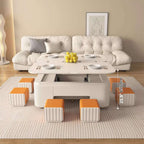Modern Lifting Coffee Table Set With 2 Stools