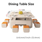 Modern Lifting Coffee Table Set With 2 Stools