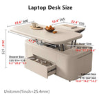 Modern Lifting Coffee Table Set With 2 Stools