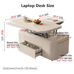 Modern Lifting Coffee Table Set With 2 Stools