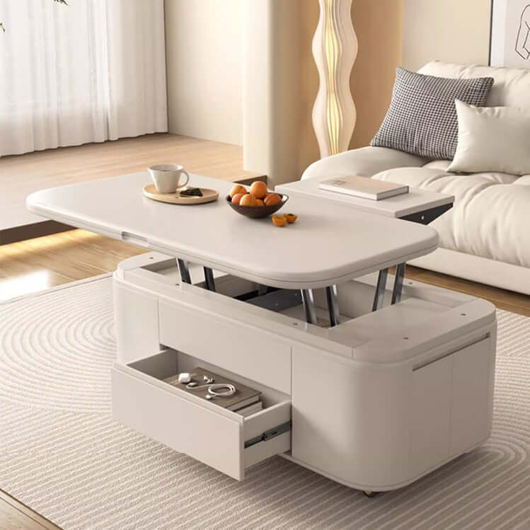 Modern Lifting Coffee Table Set With 2 Stools