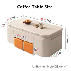 Modern Lifting Coffee Table Set With 2 Stools