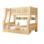 Modern Light Wood Bunk Bed with Ladder, Drawers, and Integrated Shelving