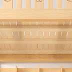 Modern Light Wood Bunk Bed with Ladder, Drawers, and Integrated Shelving