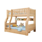 Modern Light Wood Kids Bunk Bed with Ladder, Guardrails & Mattress