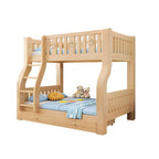 Modern Light Wood Kids Bunk Bed with Ladder, Guardrails & Mattress