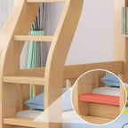 Modern Light Wood Kids Bunk Bed with Ladder, Guardrails & Mattress