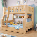 Modern Light Wood Kids Bunk Bed with Ladder, Guardrails & Mattress