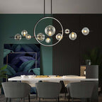 Modern Linear Kitchen Island Chandelier with Glass Globe Shades