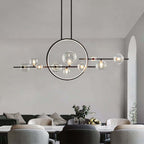 Modern Linear Kitchen Island Chandelier with Glass Globe Shades