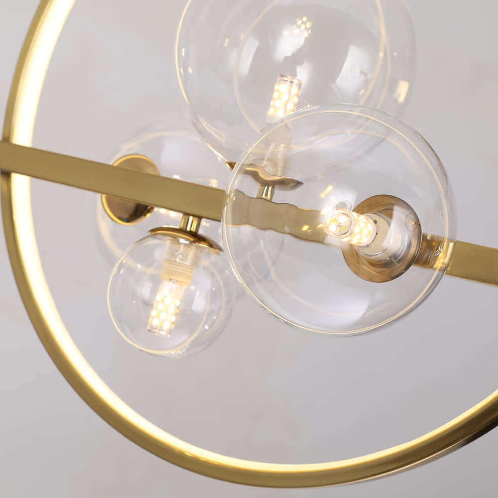 Modern Linear Kitchen Island Chandelier with Glass Globe Shades