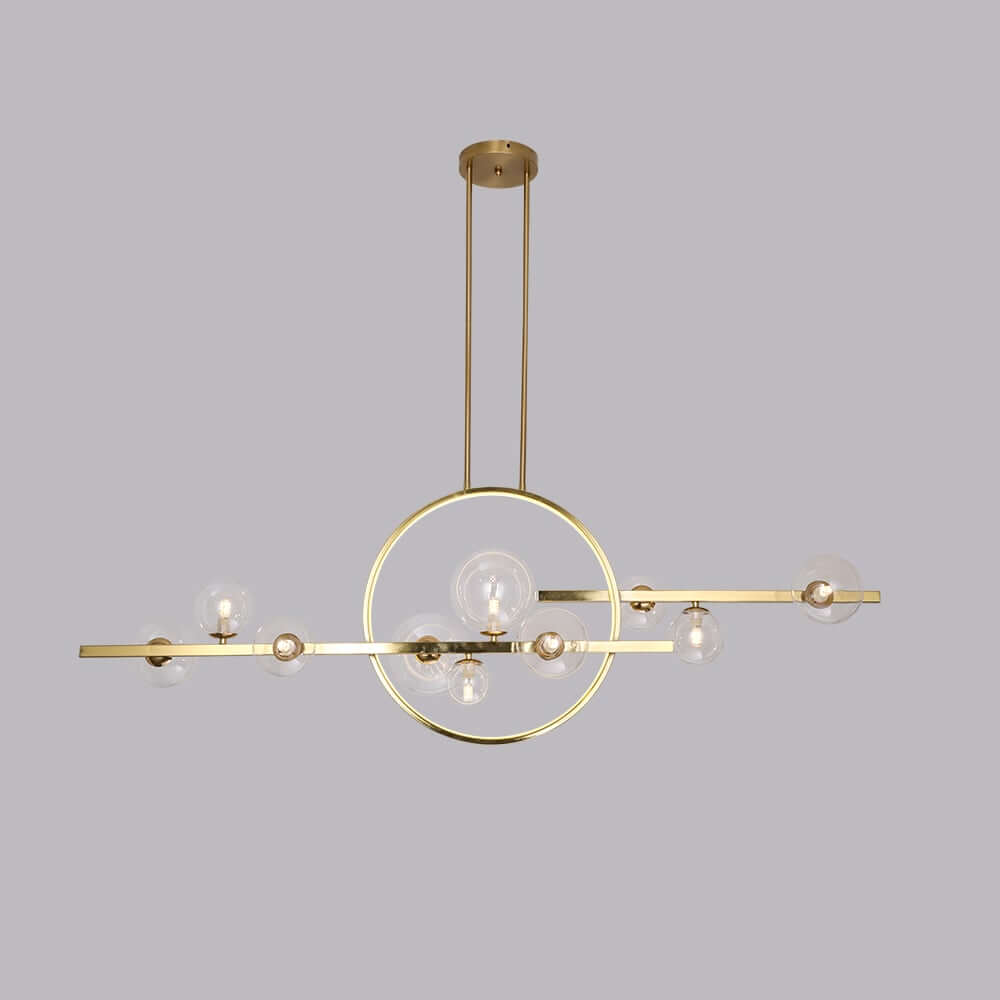 Modern Linear Kitchen Island Chandelier with Glass Globe Shades