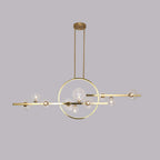 Modern Linear Kitchen Island Chandelier with Glass Globe Shades