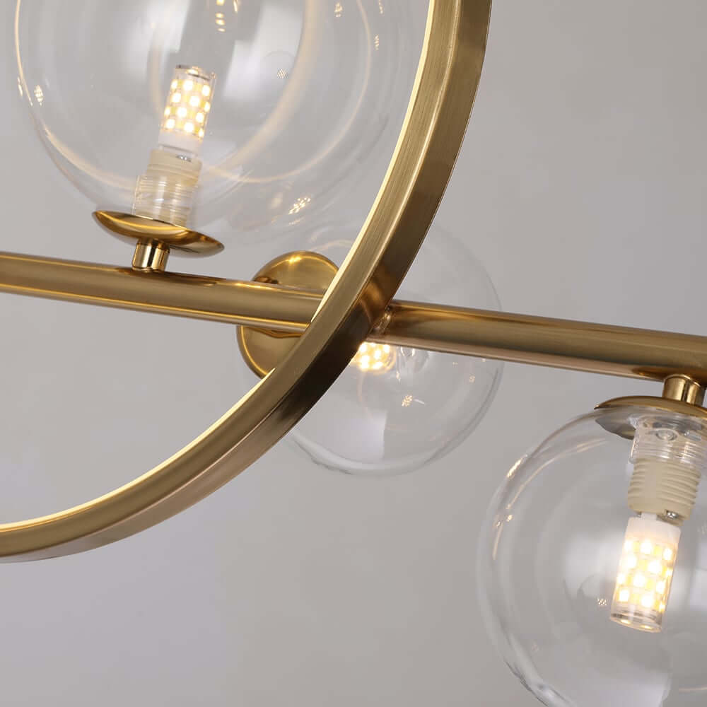 Modern Linear Kitchen Island Chandelier with Glass Globe Shades