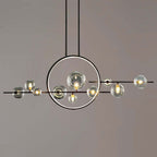 Modern Linear Kitchen Island Chandelier with Glass Globe Shades