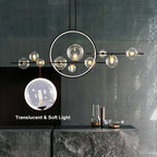 Modern Linear Kitchen Island Chandelier with Glass Globe Shades