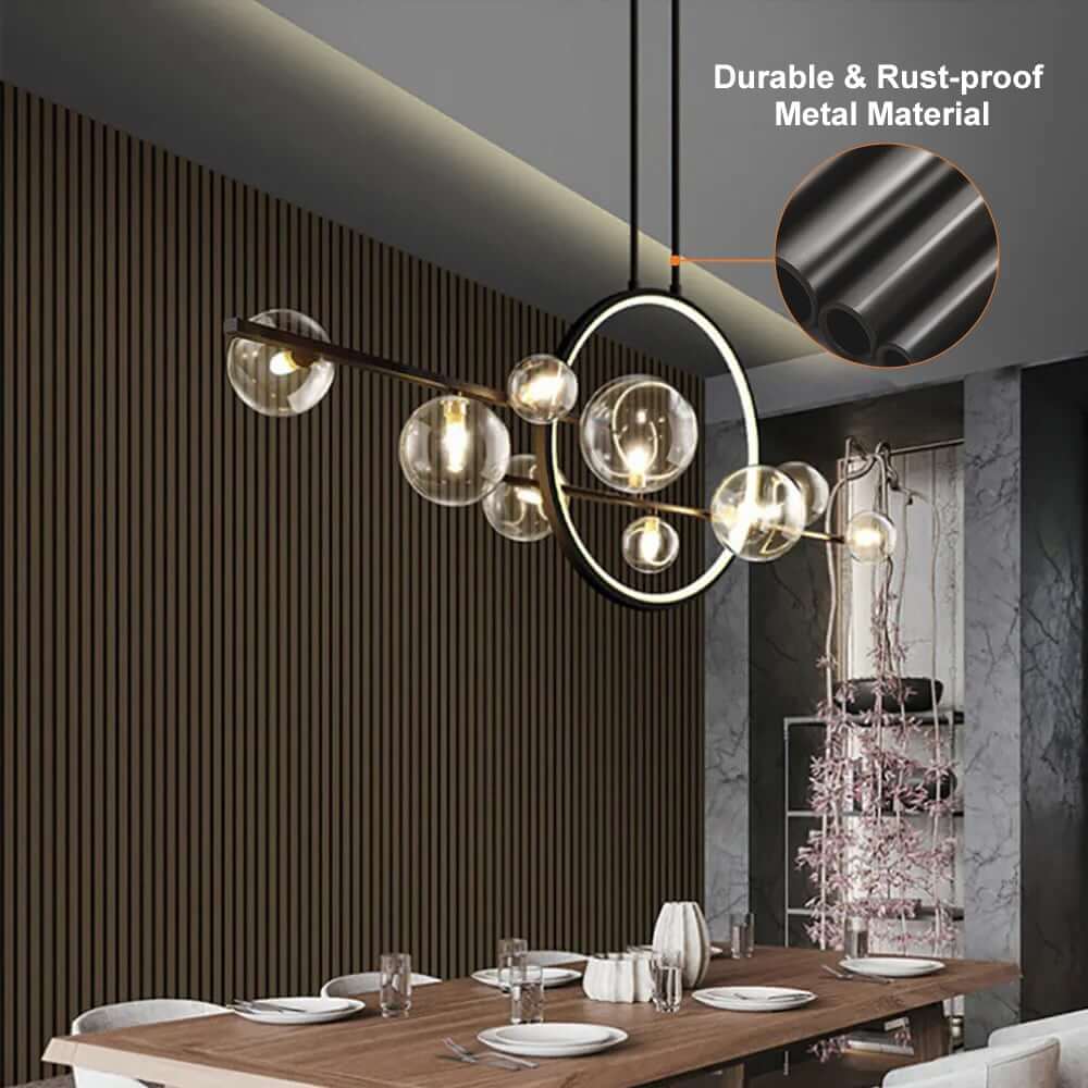 Modern Linear Kitchen Island Chandelier with Glass Globe Shades
