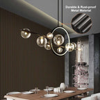 Modern Linear Kitchen Island Chandelier with Glass Globe Shades