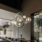Modern Linear Kitchen Island Chandelier with Glass Globe Shades