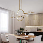 Modern Linear Kitchen Island Chandelier with Glass Globe Shades