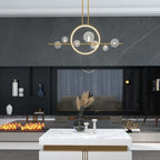 Modern Linear Kitchen Island Chandelier with Glass Globe Shades