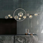 Modern Linear Kitchen Island Chandelier with Glass Globe Shades