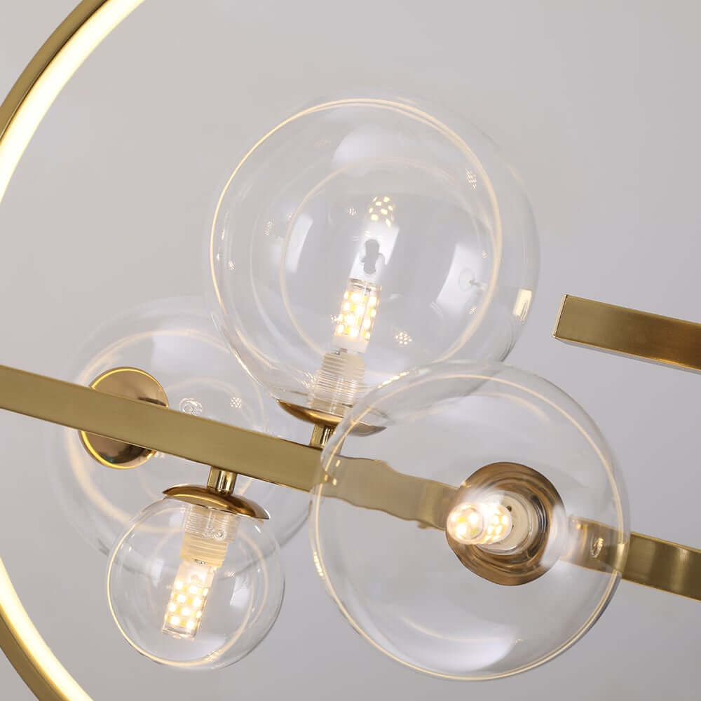 Modern Linear Kitchen Island Chandelier with Glass Globe Shades