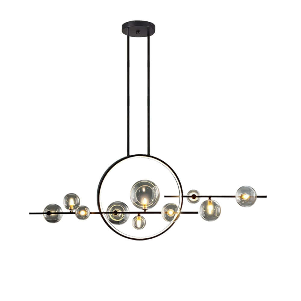 Modern Linear Kitchen Island Chandelier with Glass Globe Shades