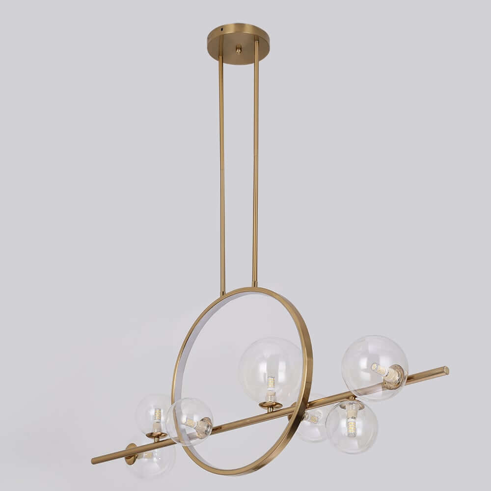 Modern Linear Kitchen Island Chandelier with Glass Globe Shades
