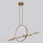 Modern Linear Kitchen Island Chandelier with Glass Globe Shades