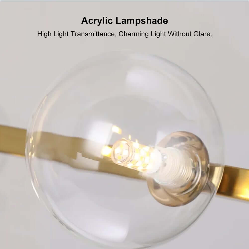 Modern Linear Kitchen Island Chandelier with Glass Globe Shades