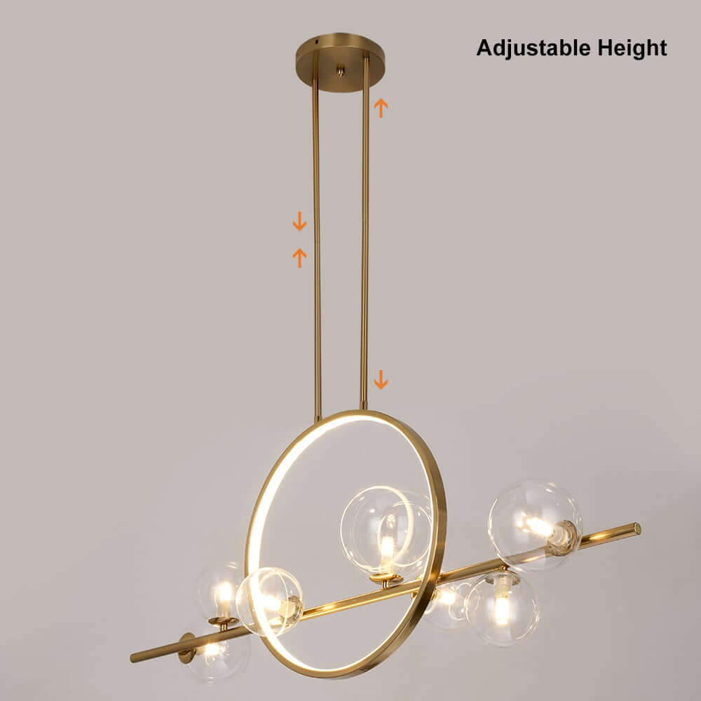 Modern Linear Kitchen Island Chandelier with Glass Globe Shades