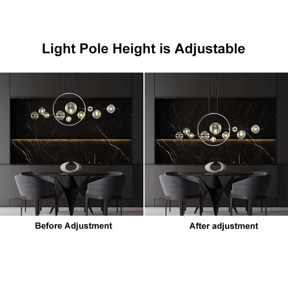 Modern Linear Kitchen Island Chandelier with Glass Globe Shades