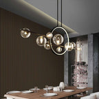 Modern Linear Kitchen Island Chandelier with Glass Globe Shades