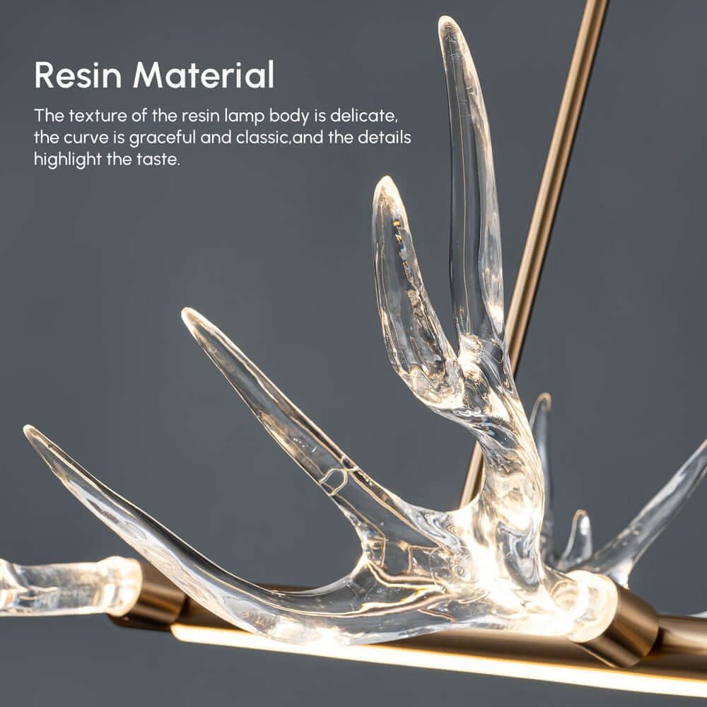 Modern Linear Resin Antler Ceiling Light with Integrated LED