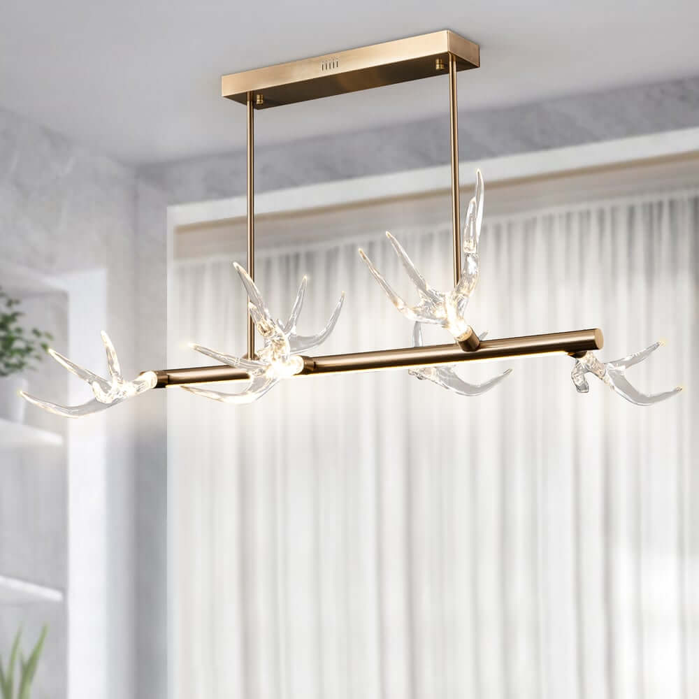 Modern Linear Resin Antler Ceiling Light with Integrated LED