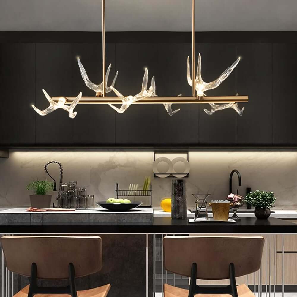 Modern Linear Resin Antler Ceiling Light with Integrated LED