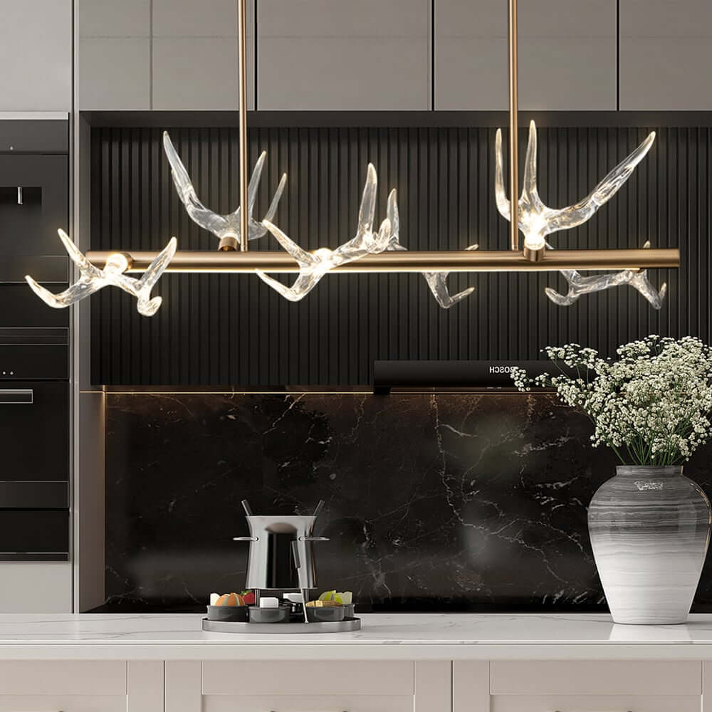 Modern Linear Resin Antler Ceiling Light with Integrated LED