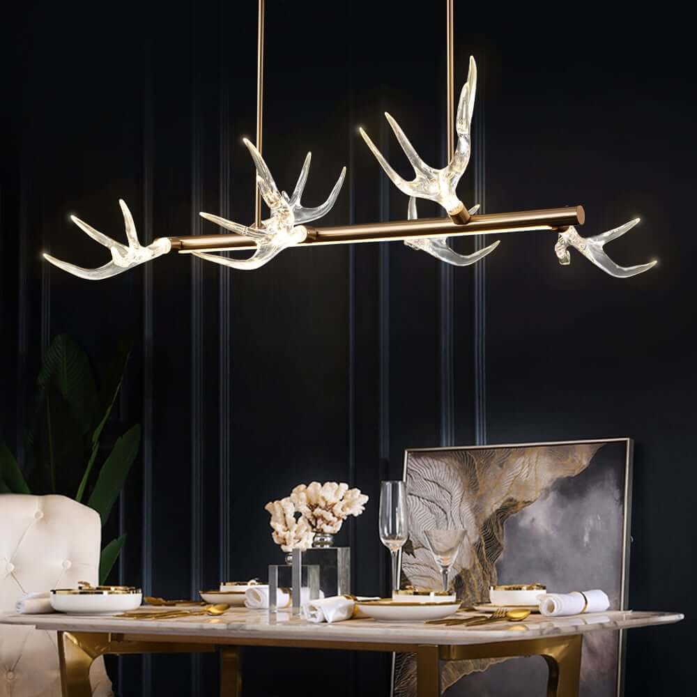 Modern Linear Resin Antler Ceiling Light with Integrated LED