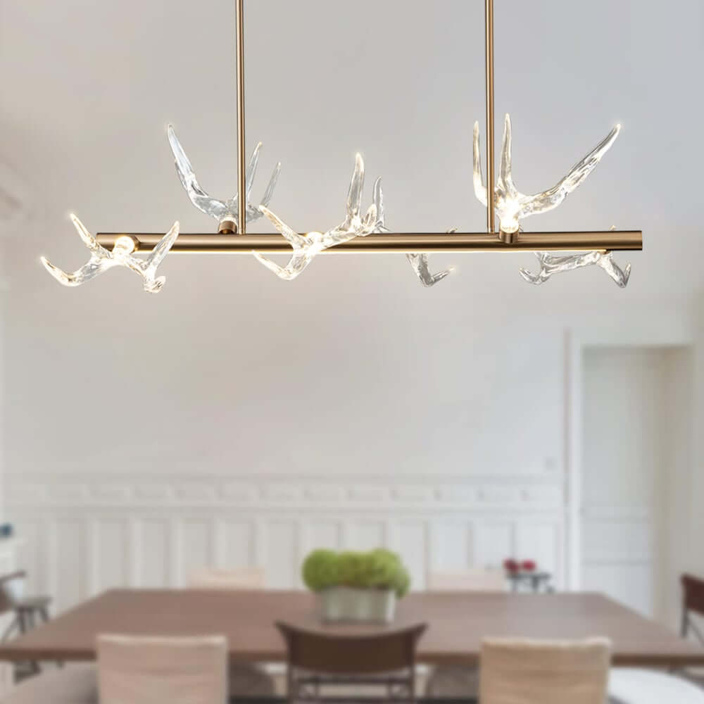 Modern Linear Resin Antler Ceiling Light with Integrated LED