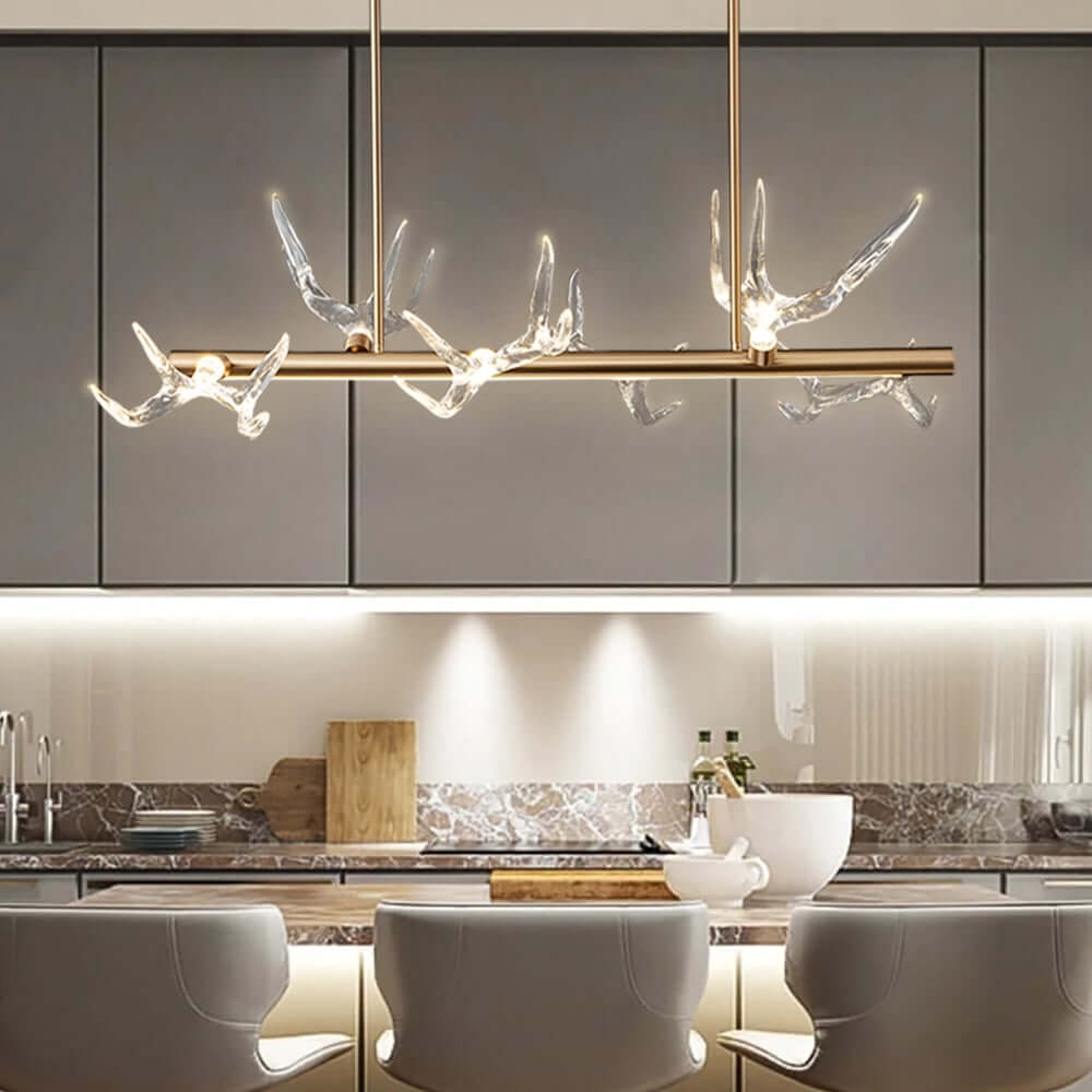 Modern Linear Resin Antler Ceiling Light with Integrated LED