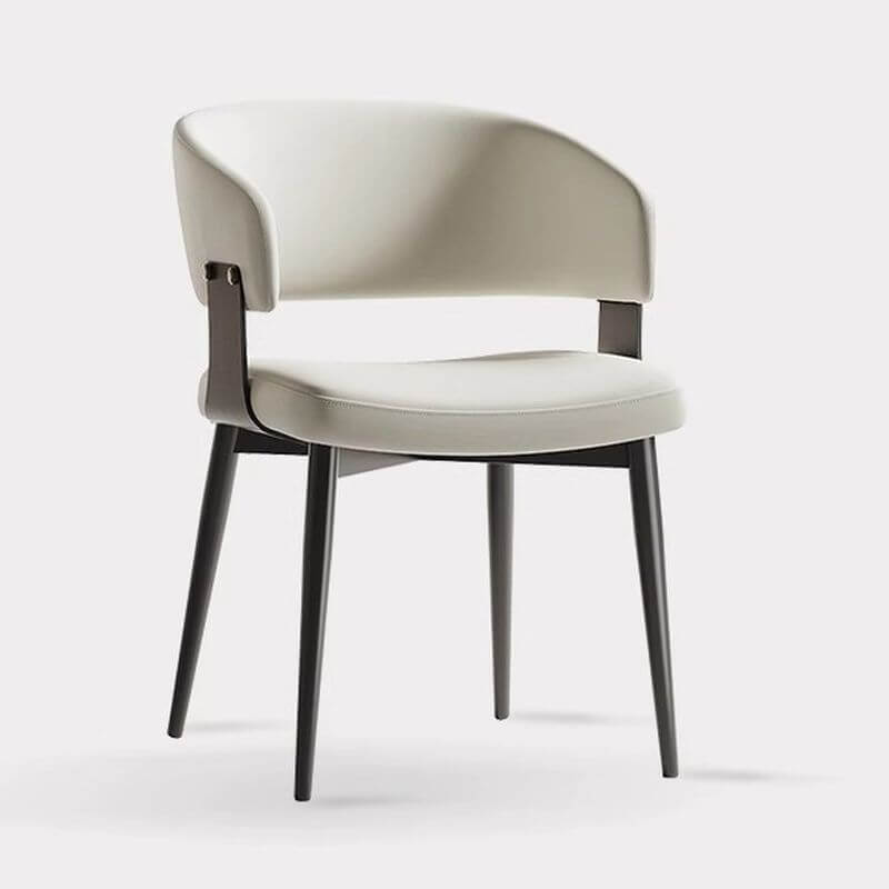 Modern Low-Back Faux Leather Arm Chair with Metal Legs