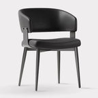 Modern Low-Back Faux Leather Arm Chair with Metal Legs